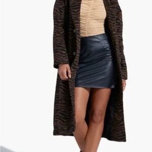 Shoe Dazzle Brown and Black Zebra Print Coat